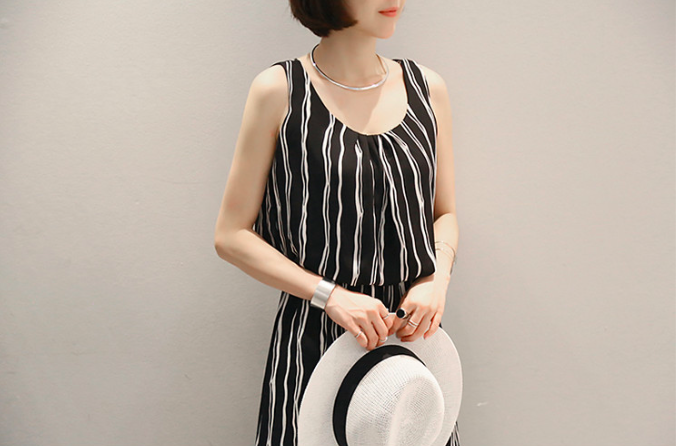 WD7173 Stylish Chiffon Dress Black