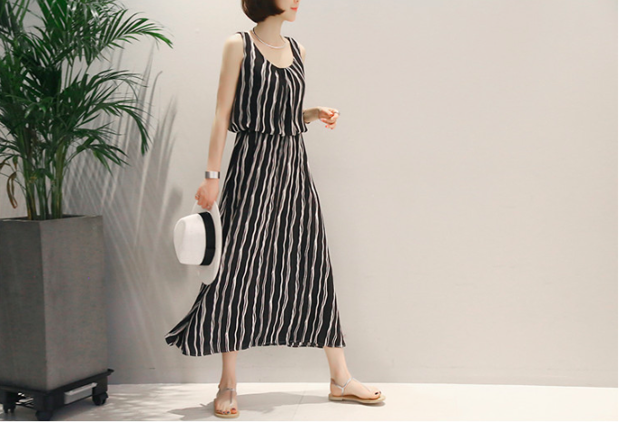 WD7173 Stylish Chiffon Dress Black