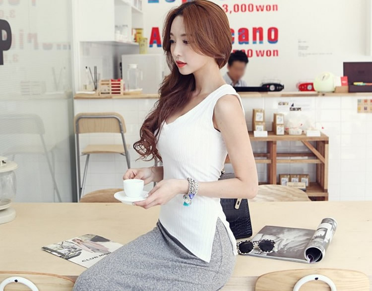 WT7178 Stylish Sleeveless Top White