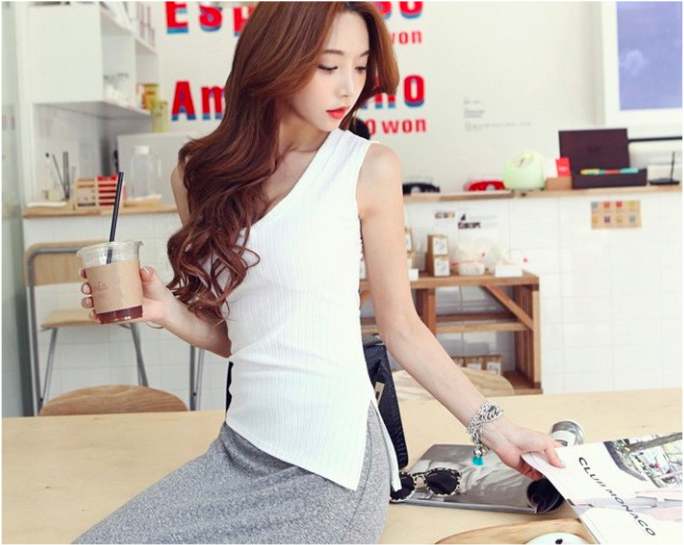 WT7178 Stylish Sleeveless Top White