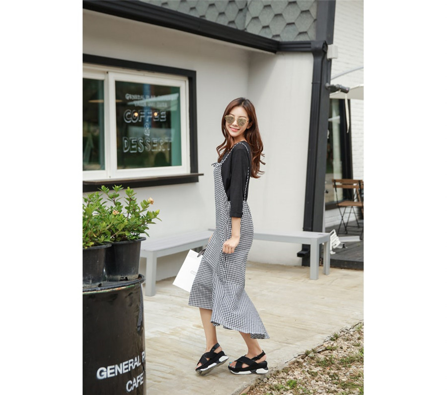 WD7218 Fashion Checker Dress Black