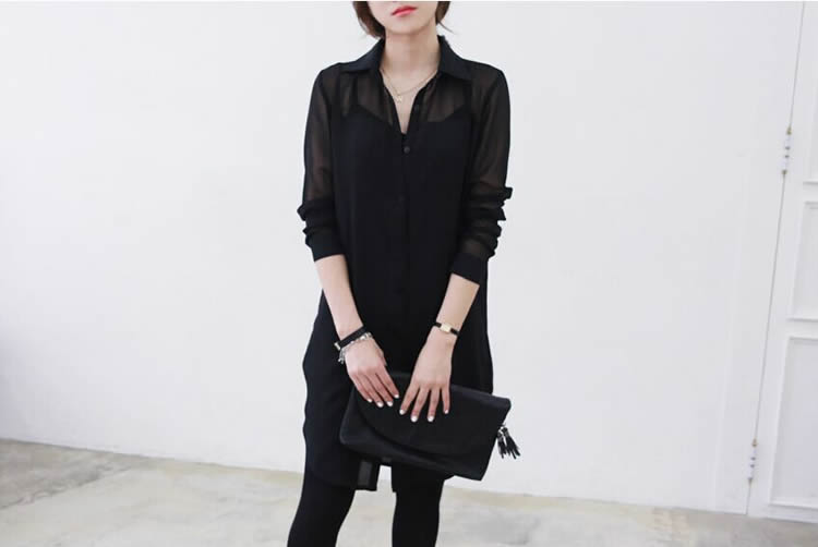 WD7282 Fashion Chiffon Dress Black