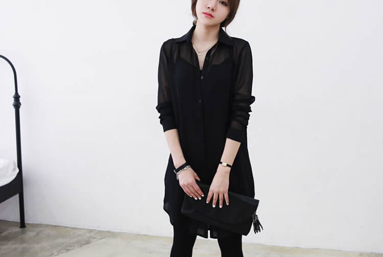 WD7282 Fashion Chiffon Dress Black