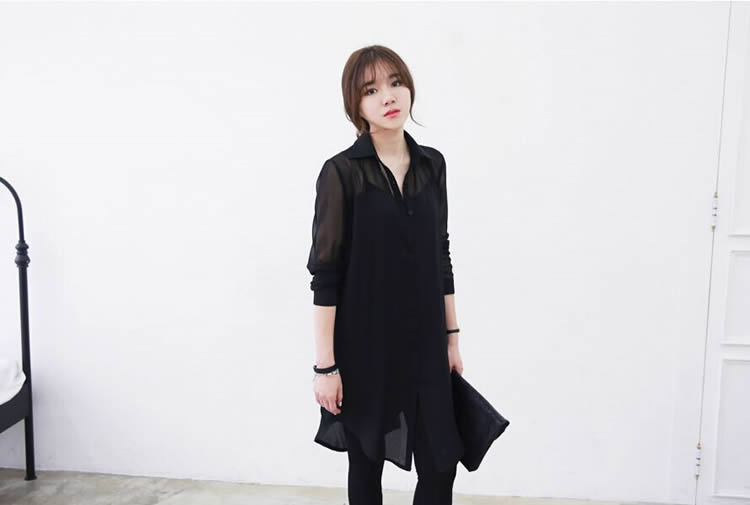 WD7282 Fashion Chiffon Dress Black