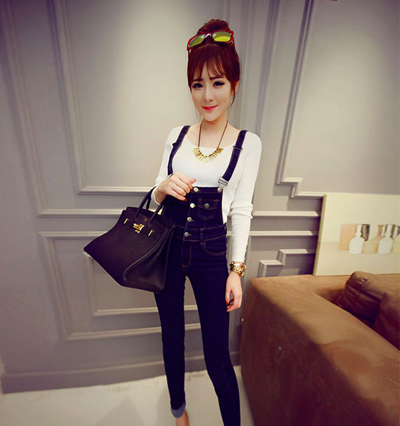 WP3748 Fashion Denim Jumpsuit Blue
