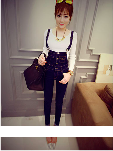 WP3748 Fashion Denim Jumpsuit Blue