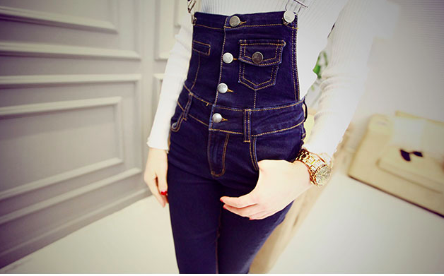 WP3748 Fashion Denim Jumpsuit Blue