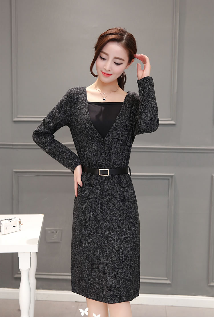 WD7312 Elegant Two Pieces Dress Grey