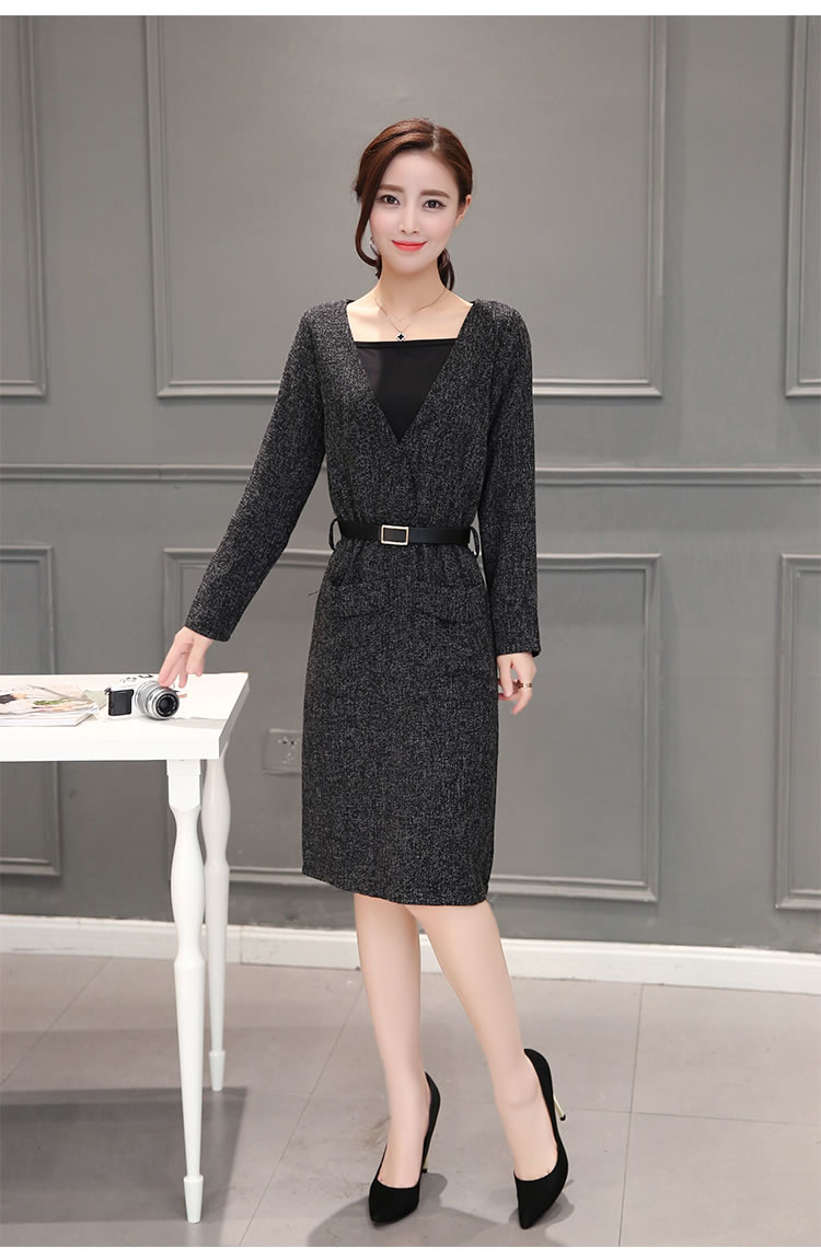 WD7312 Elegant Two Pieces Dress Grey