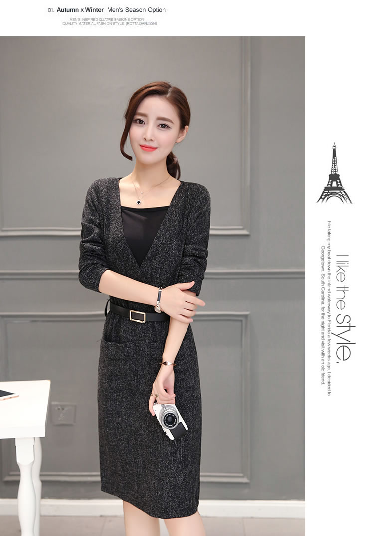 WD7312 Elegant Two Pieces Dress Grey