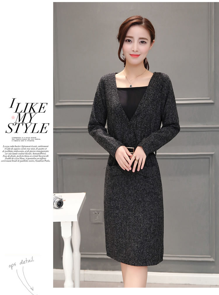 WD7312 Elegant Two Pieces Dress Grey