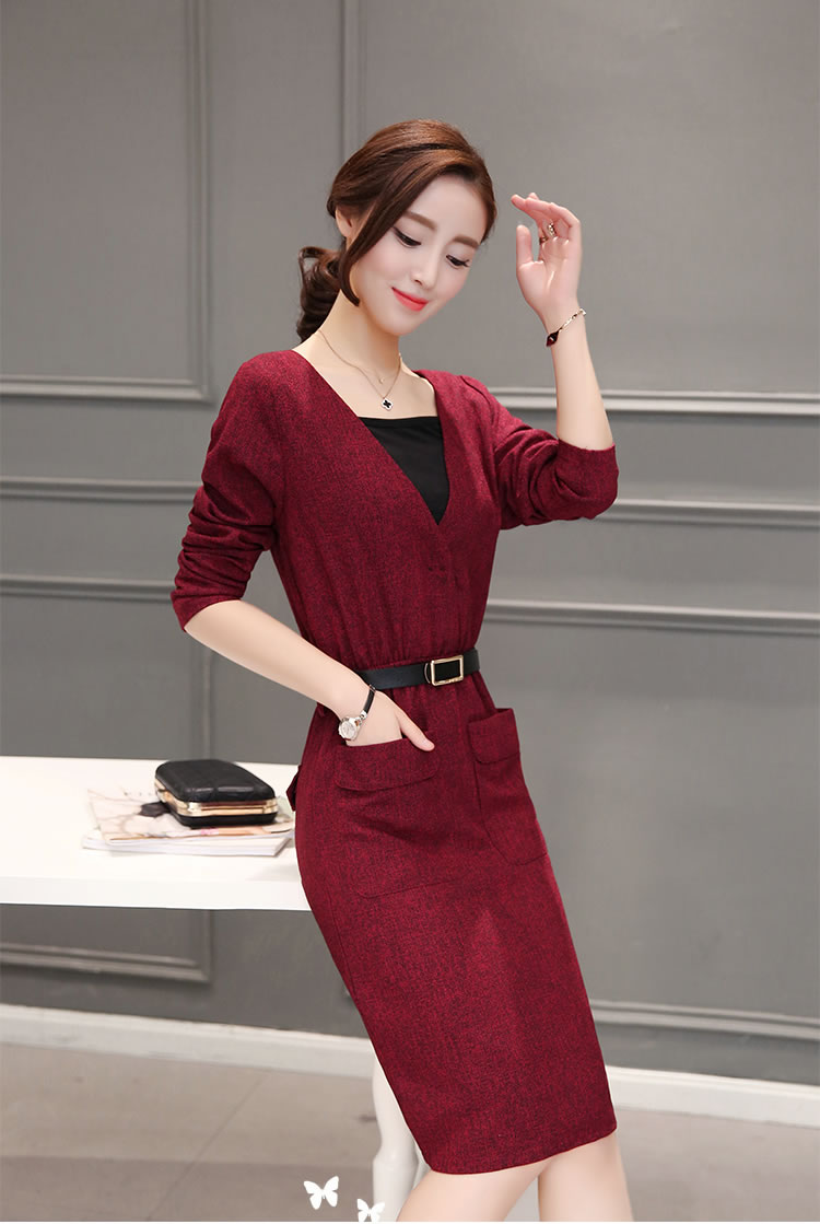 WD7312 Elegant Two Pieces Dress Red