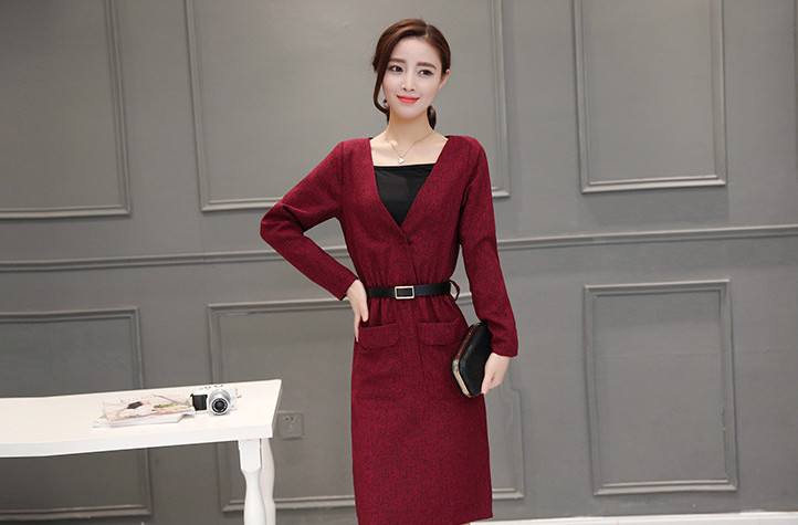 WD7312 Elegant Two Pieces Dress Red