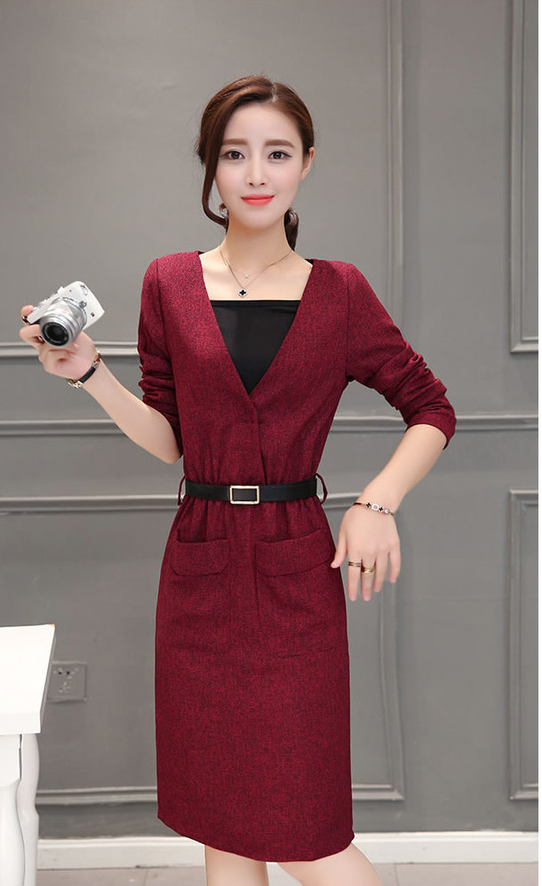 WD7312 Elegant Two Pieces Dress Red