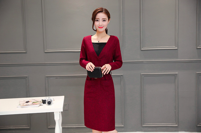 WD7312 Elegant Two Pieces Dress Red