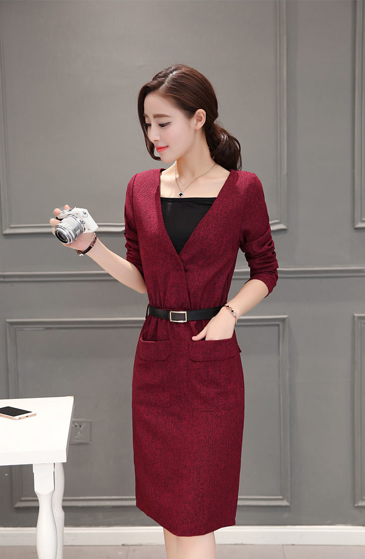 WD7312 Elegant Two Pieces Dress Red