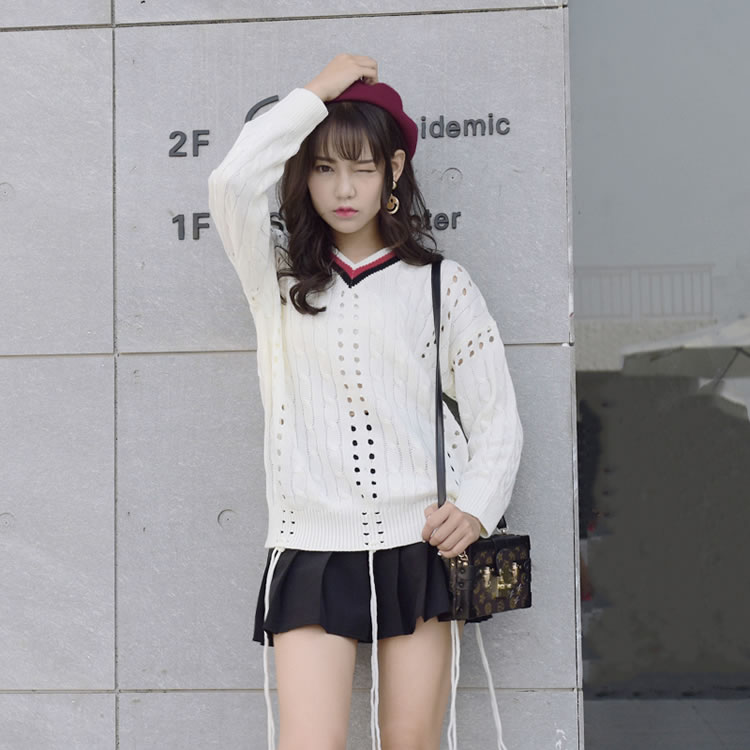WT7314 Stylish Casual Knit Top White