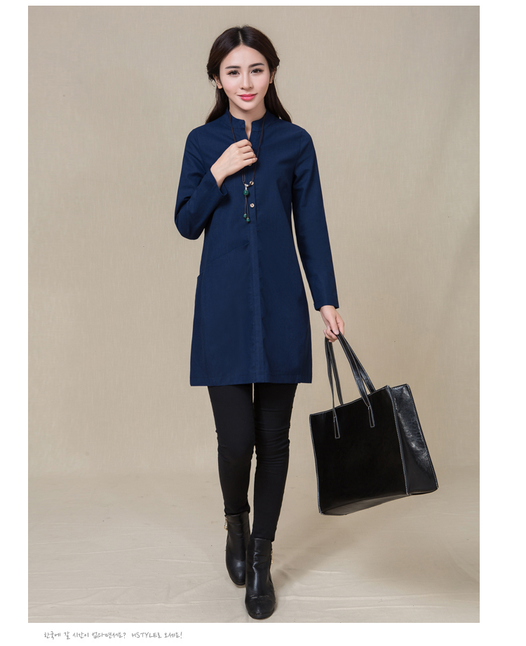 WT7318 Trendy Long Top Dark Blue