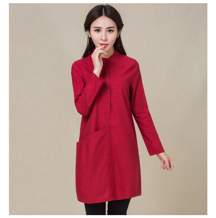 WT7318 Trendy Long Top Red
