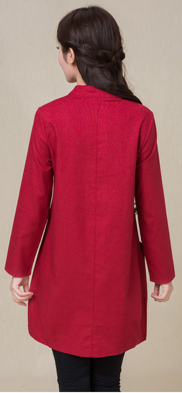 WT7318 Trendy Long Top Red