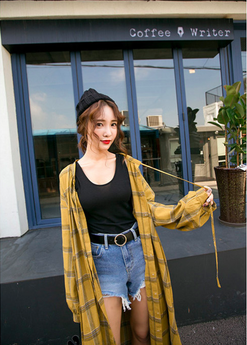 WJ7322 Stylish Long Jacket Brown