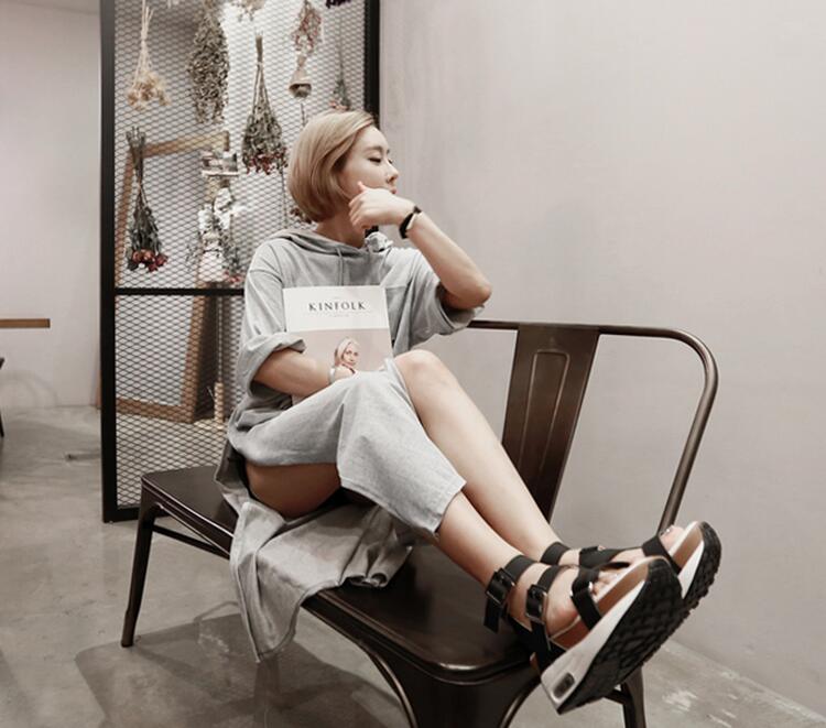 WD7324 Fashion Hooded Dress Grey