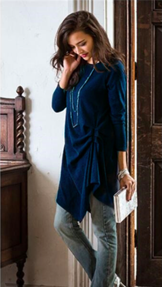 WD7325 Stylish Dress Dark Blue