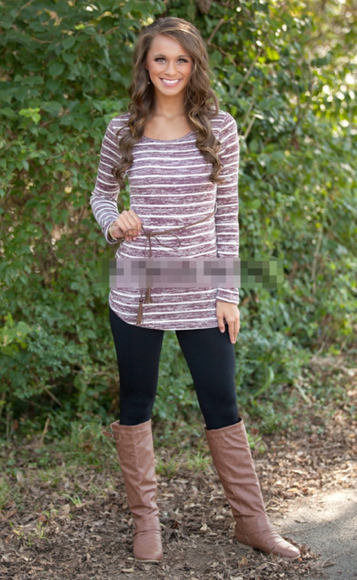WT7334 Fashion Stripe Top As Picture