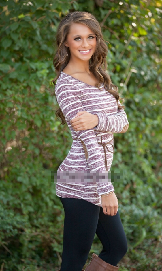 WT7334 Fashion Stripe Top As Picture