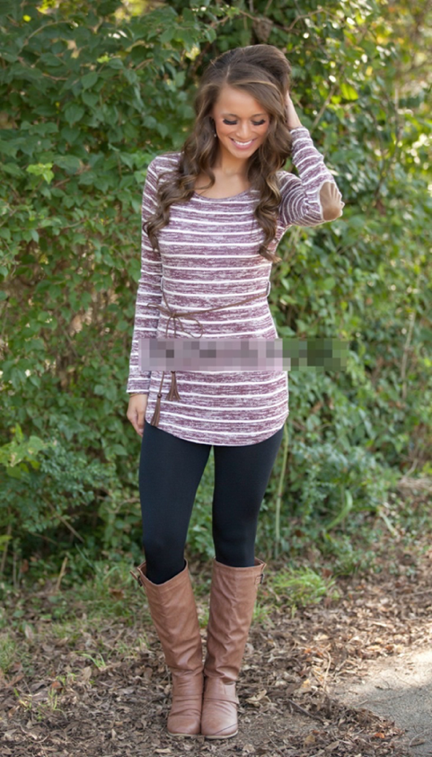 WT7334 Fashion Stripe Top As Picture