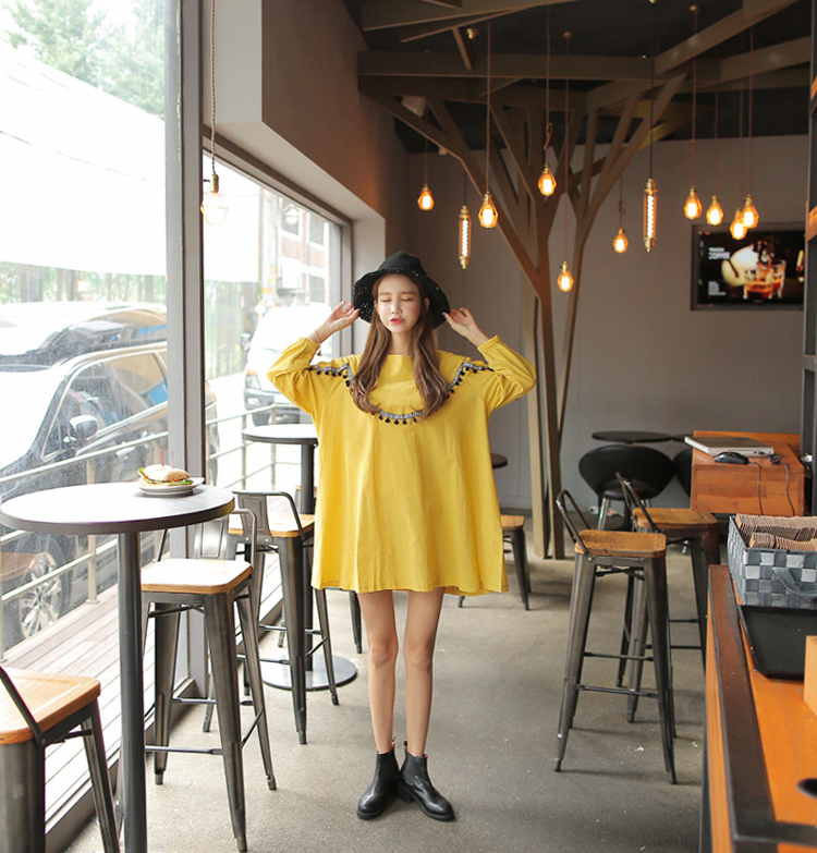 WD7354 Korea Stylish Dress Yellow