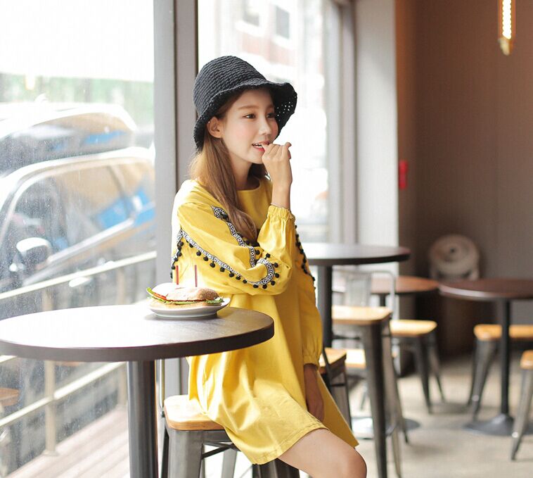 WD7354 Korea Stylish Dress Yellow