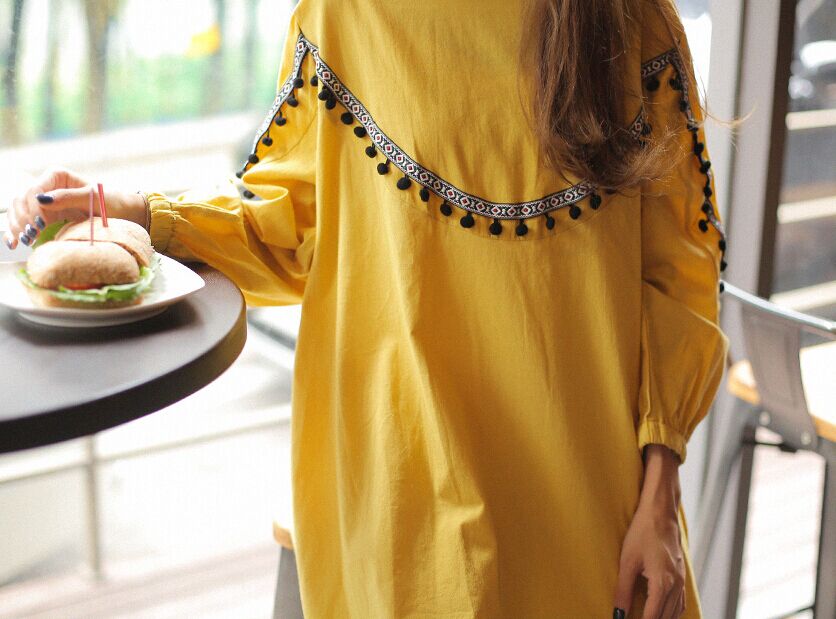 WD7354 Korea Stylish Dress Yellow