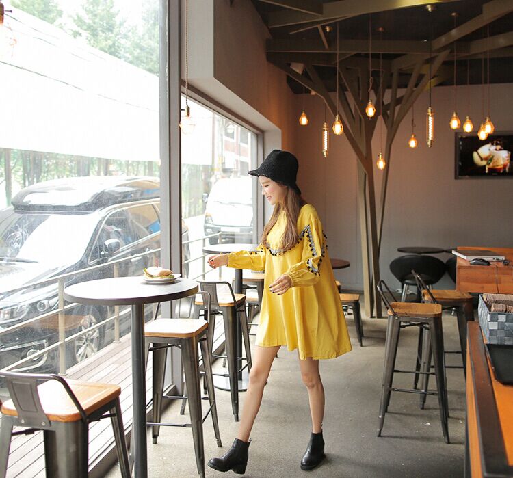 WD7354 Korea Stylish Dress Yellow