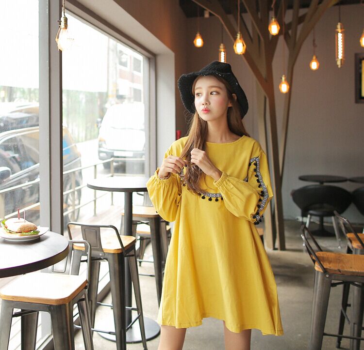 WD7354 Korea Stylish Dress Yellow