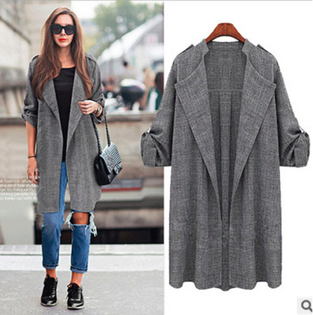 WJ7395 Charming Long Jacket Grey