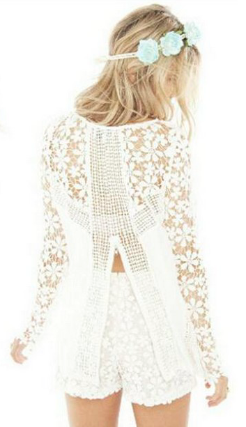 WT7418 Fashion Lace Top White