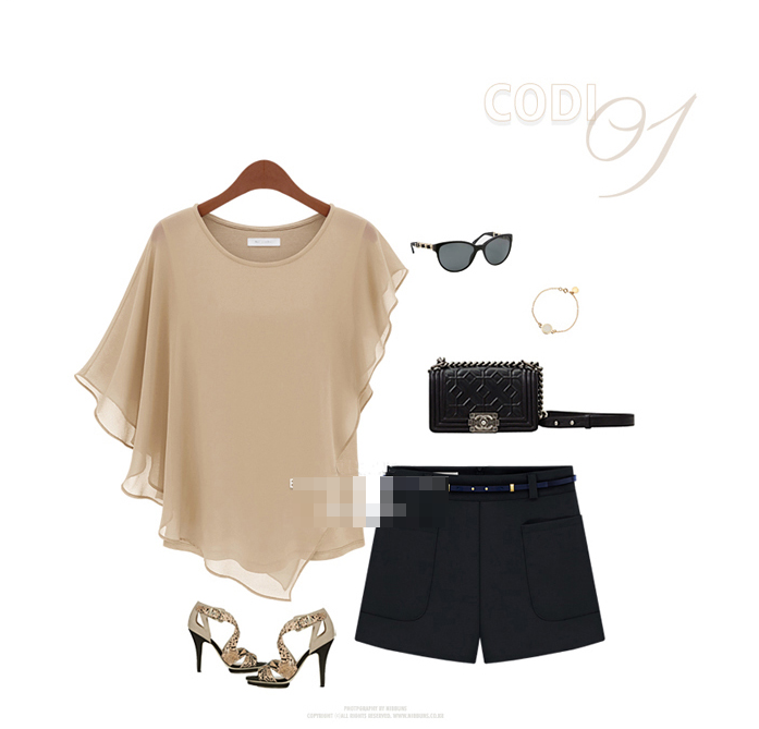 WT3757 Stylish Chiffon Top Khaki