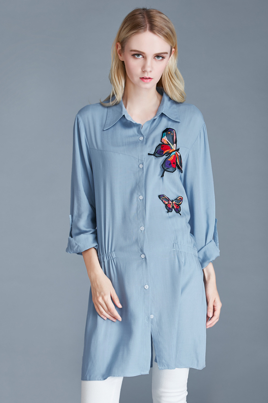 WT7471 Europe Fashion Long Top Blue