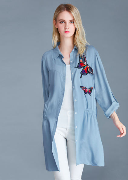 WT7471 Europe Fashion Long Top Blue