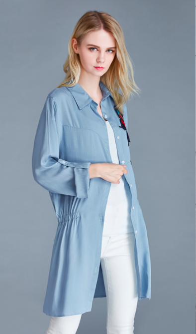 WT7471 Europe Fashion Long Top Blue