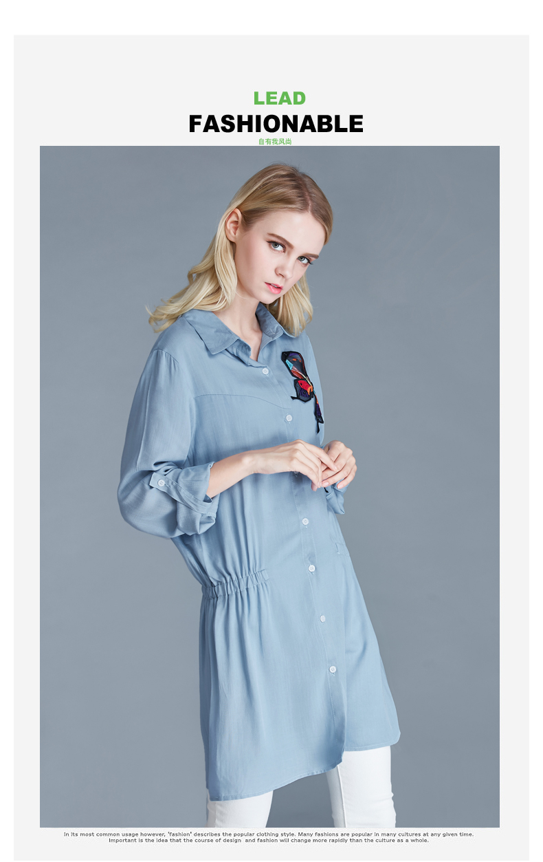 WT7471 Europe Fashion Long Top Blue