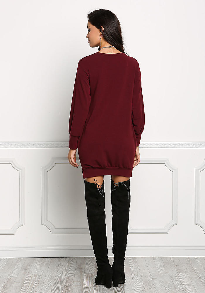 WD7475 Stylish Dress Maroon