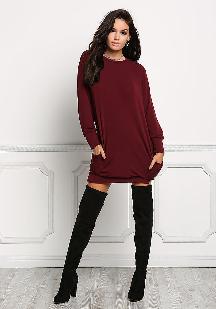 WD7475 Stylish Dress Maroon