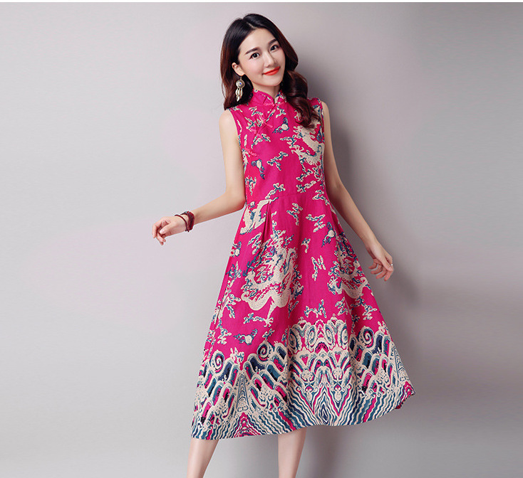 WC3770 Elegant Fashion Cheongsam Pink