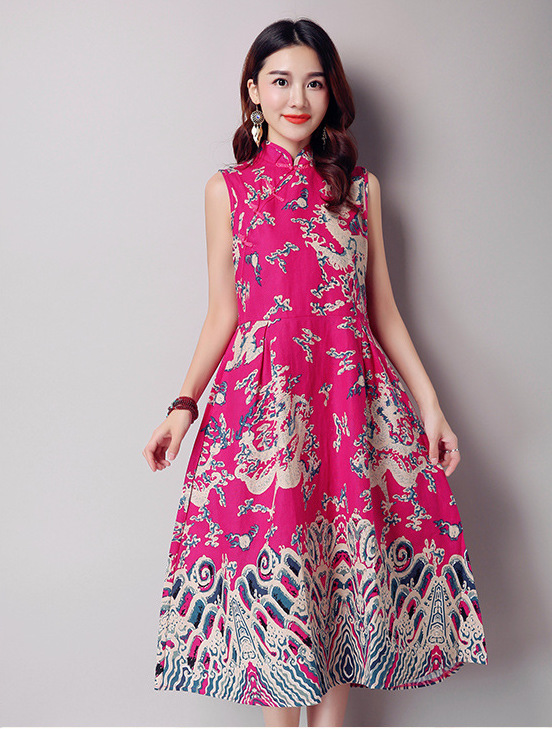 WC3770 Elegant Fashion Cheongsam Pink