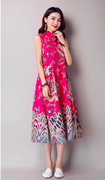 WC3770 Elegant Fashion Cheongsam Pink