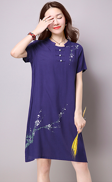 WC3774 Charming Stylish Cheongsam Blue