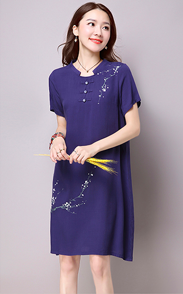 WC3774 Charming Stylish Cheongsam Blue