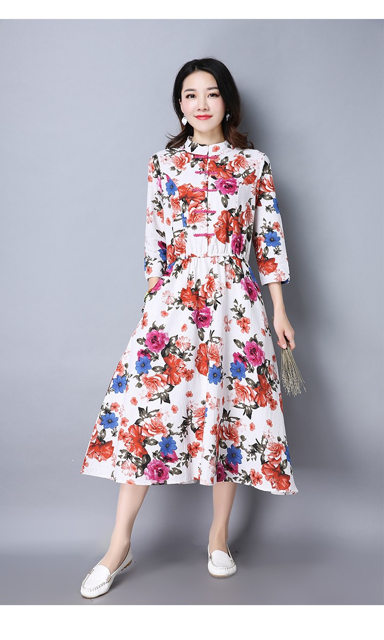WD7496 Elegant Floral Dress White